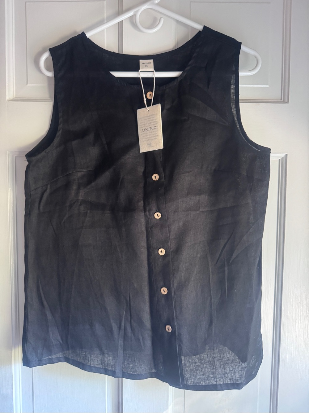 LINTICO 100% Linen Sleeveless Button Front Top – Size M